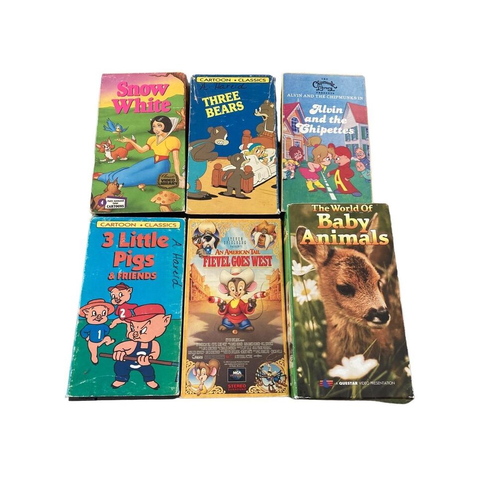 Lot of 5 Classic Storybook Movies Snow White 3 Pigs VHS Tape Vintage Movie 80s 9